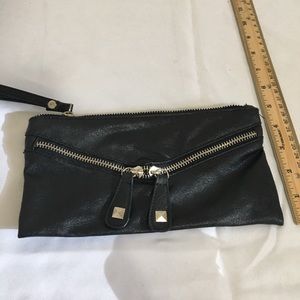 Material girl wristlet black with zippers